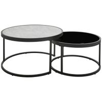 MID.YOU SADA KONFERENČNÝCH STOLÍKOV, čierna, svetlosivá, kov, sklo, keramika, 80/65/80/65/40/38 cm