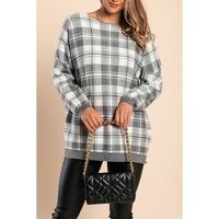 Weicher Pullover Mit Karomuster, Grau