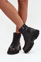 Kožené dámské kotníčková na platformě s nápisy a ozdobným detailem Artiker