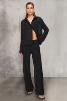 Trendyol Black Lined Shiny Woven Chiffon Trousers