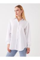 LC Waikiki Shirt Collar Plain Long Sleeve Oversize Poplin Women's Tunic