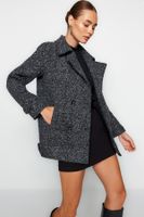 Trendyol Black Oversize Wide Cut Fleece Cashmere Jacket Coat