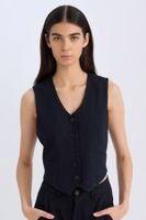 DEFACTO V Neck Striped Buttoned Blazer Vest