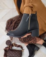 Resti Black eco leather women's low stiletto boots Rejerry