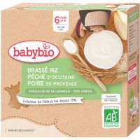 Babybio BIO broskyňa a hruška ryžová kaša 4x85 g