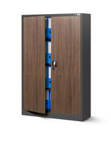 Kancelářská kovová skříň KEVIN: antracit/ořech 90x140 cm (1386)