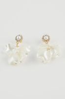 DEFACTO Women's Flower Patterned White Pearl Earrings