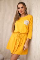 Sequin Pocket Mustard Dress