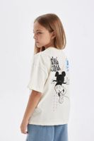 DEFACTO Girls Disney Mickey & Minnie Oversize Wide Pattern Crew Neck Short Sleeve T-Shirt