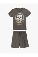 Koton Shorts T-Shirt 2 Piece Set Cotton Print Detail