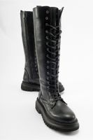 LuviShoes PEGOS Women's Black Laced Zippered Boots