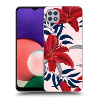 Silikónový čierny obal pre Samsung Galaxy A22 A226B 5G - Red Lily