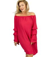 Pri Sukienka hiszpanka midi z bufiastymi falbankami na rękawach  BELLA