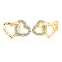 Olivie Stříbrné moissanitové náušnice SPOJENÁ SRDCE GOLD 9813