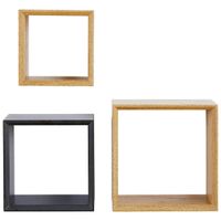 Carryhome SADA NÁSTENNÝCH REGÁLOV, antracitová, dub wotan