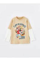 LC Waikiki Crew Neck Long Sleeve Nostalgic Monkey Printed Baby Boy T-Shirt