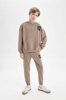 DEFACTO Boys Woven Labeled Elastic Waist Leg Pocket School Jogger Sweatpants