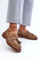 Women's suede loafers with fringes D&A Brown