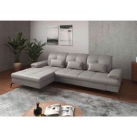 Sit & More ROHOVÁ SEDAČKA, textil, koža, svetlosivá