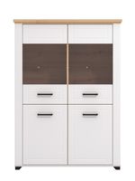 Nízká vitrína bez osvetlení lotta - biela/dub artisan