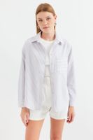 Bigdart 20212 Single Pocket Striped Oversize Shirt - Beige