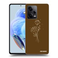 Silikónový čierny obal pre Xiaomi Redmi Note 12 Pro 5G - Brown flowers