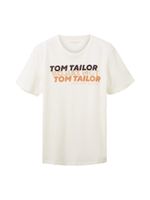 TOM TAILOR Majica  pijesak / narančasta / crna / prljavo bijela