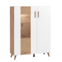 Široká vitrína s vnútorným osvetlením jett - dub artisan/biela