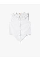 Koton Blouse Sleeveless Lace Collar Button Detailed Cotton