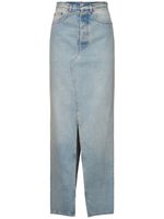 Cotton Denim Raw Waist Long Skirt