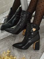 Resti Botki damskie eko skórzane na słupku AshenPurl