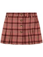 Pleated Check Print Cotton Skirt