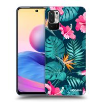 Silikónový prehľadný obal pre Xiaomi Redmi Note 10 5G - Pink Monstera