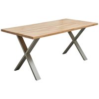 Carryhome JEDÁLENSKÝ STÔL, jadrový buk, farba buka, niklová, 180/90/74 cm