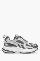 ES8: Szare sneakersy damskie z kombinowanych materiałów z przewiewną siateczką