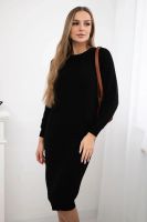 Striped sweater dress in black