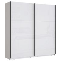 home24 SKŘÍŇ S POSOUVACÍMI DVEŘMI, bílá, vysoce lesklá bílá, 200,1/209,7/61,2 cm