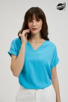 Women's blouse with V-neck MOODO - blue