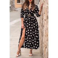 Elegantna Maxi Haljina S Uzorkom Mori, Crna