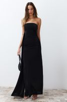 Trendyol Black Glitter Knitted Long Elegant Evening Dress