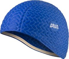 AQUA SPEED Unisex's Swimming Cap For Long Hair Bombastic Tic-Tac Navy Blue