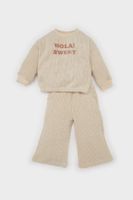 DEFACTO Baby Girl 2-Piece Set Corduroy Crew Neck Printed Sweatshirt Wide Leg Bottom