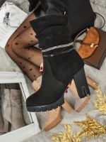 Resti Botki damskie eko zamszowe na słupku BrambleDusk