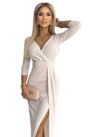 Women's dress with glitter, neckline and slit on the legs Numoco