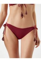 Koton Women's Claret Red Bikini Bottoms with Binding Detail