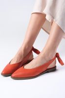 Mio Gusto Bonny Women's Casual Flat Shoes With Genuine Leather Orange.