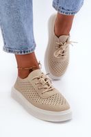 Boto Ażurowe Trampki Sneakersy Na Platformie Beżowe Tanvi