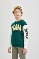 DEFACTO Boy Oversize Wide Pattern Crew Neck Printed Sweatshirt