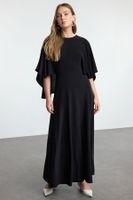 Trendyol Black Relaxed Fit Skater Maxi Stretch Knit Dress