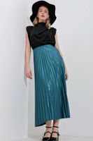 Bigdart 8009 Leather Look Pleated Skirt - Oil